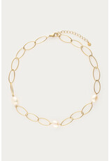 My Jewellery My Jewellery - Bold schakelketting met zoetwaterparels - goud