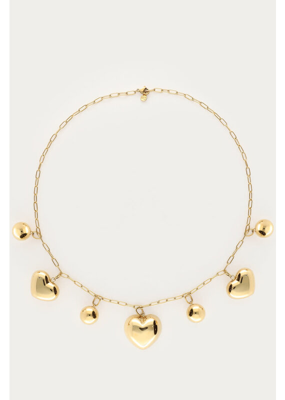 My Jewellery My Jewellery - Bold ketting met hartjes en bolletjes - goud