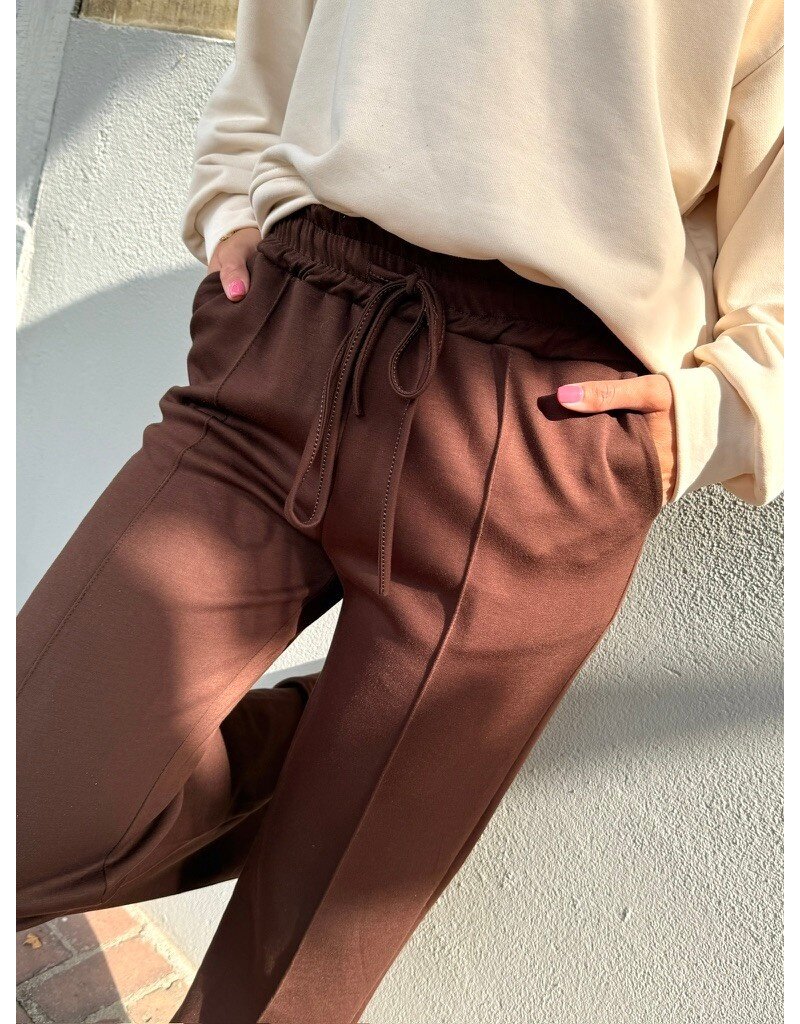 21Jewelz Casual pantalon met strik - choco bruin