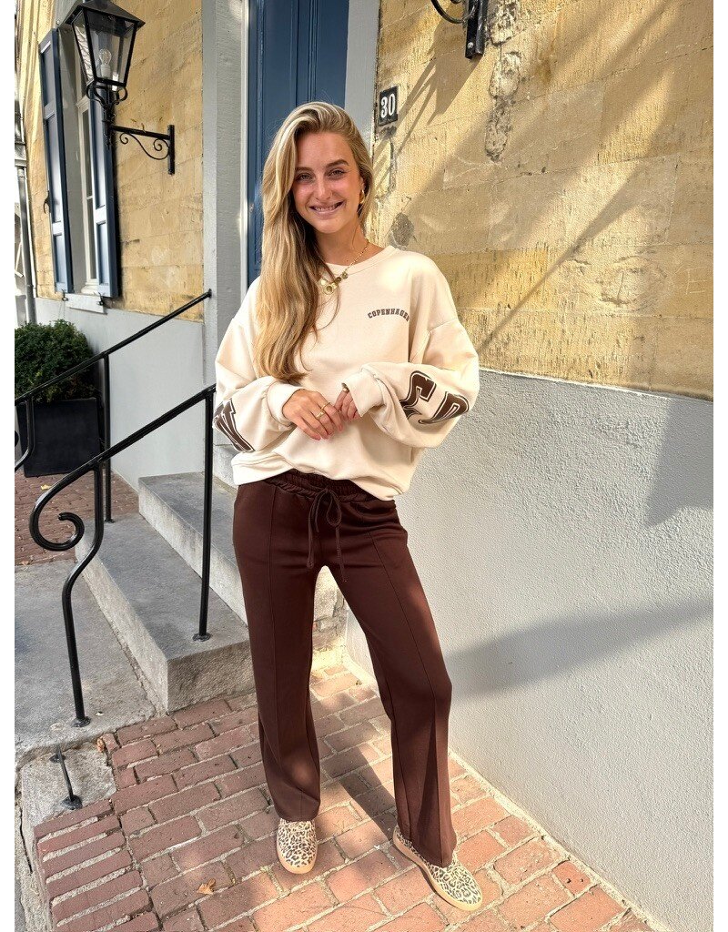 21Jewelz Casual pantalon met strik - choco bruin