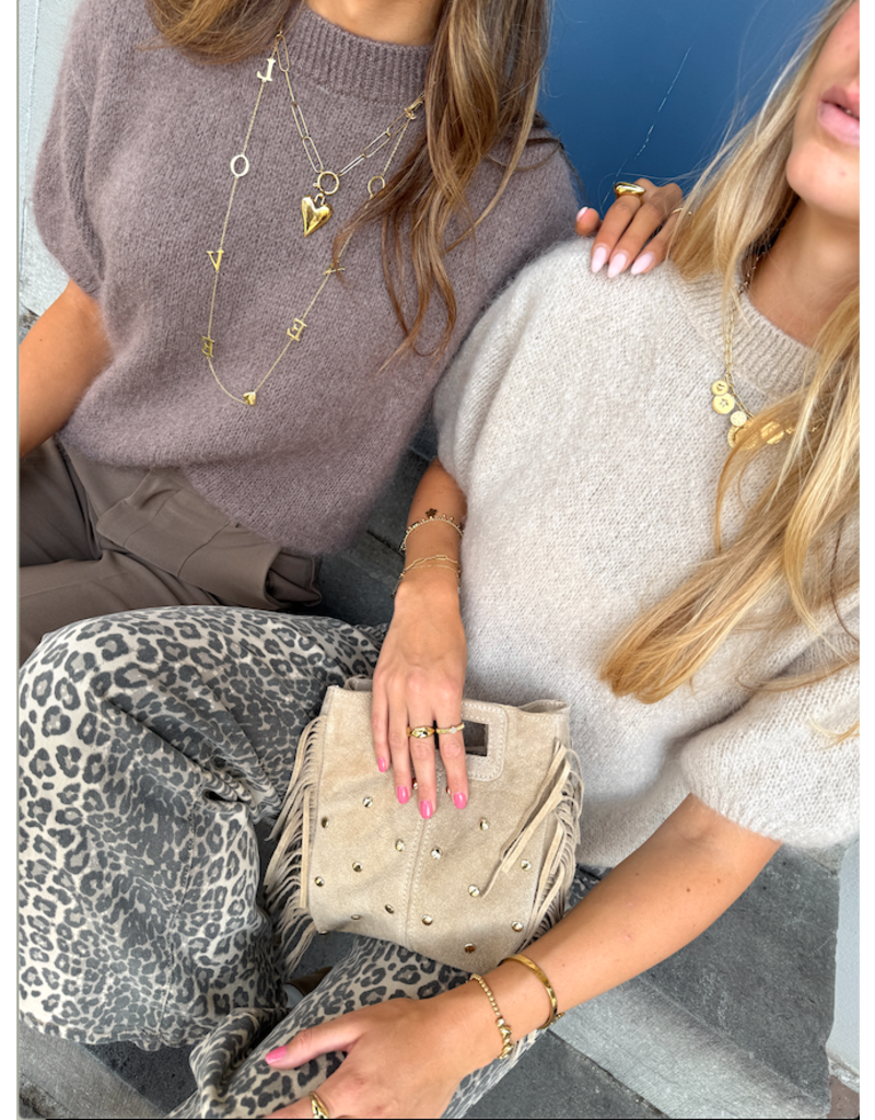 21Jewelz Wollige trui met korte mouwen - taupe
