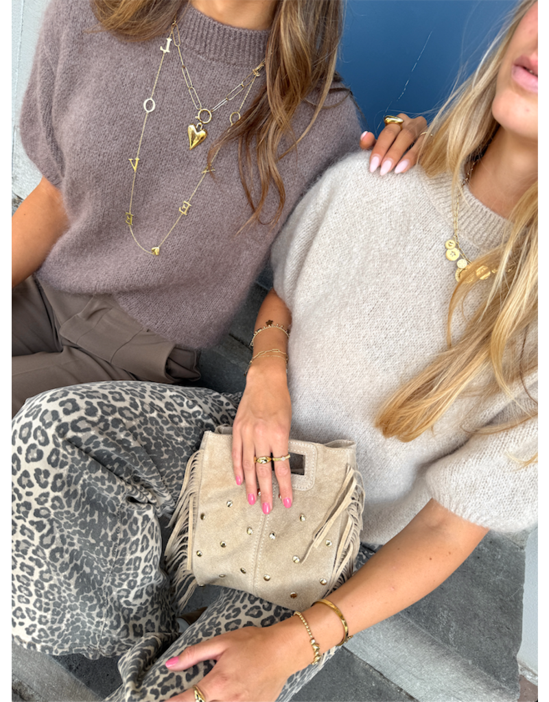 21Jewelz Wollige trui met korte mouwen - beige