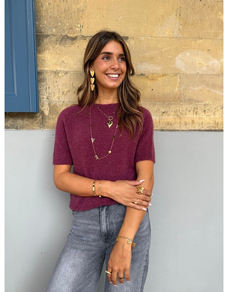 21Jewelz Effen basic truitje met korte mouw - bordeaux