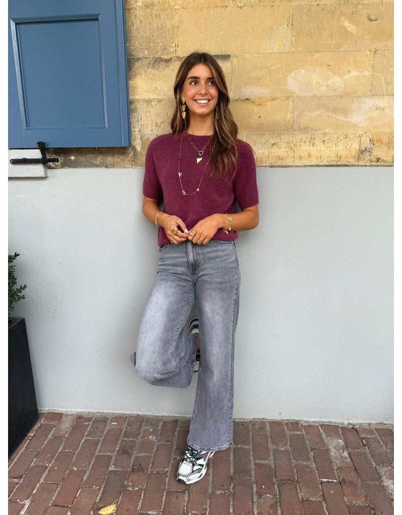 21Jewelz Effen basic truitje met korte mouw - bordeaux