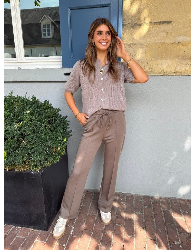 21Jewelz Casual pantalon met strik - donker taupe