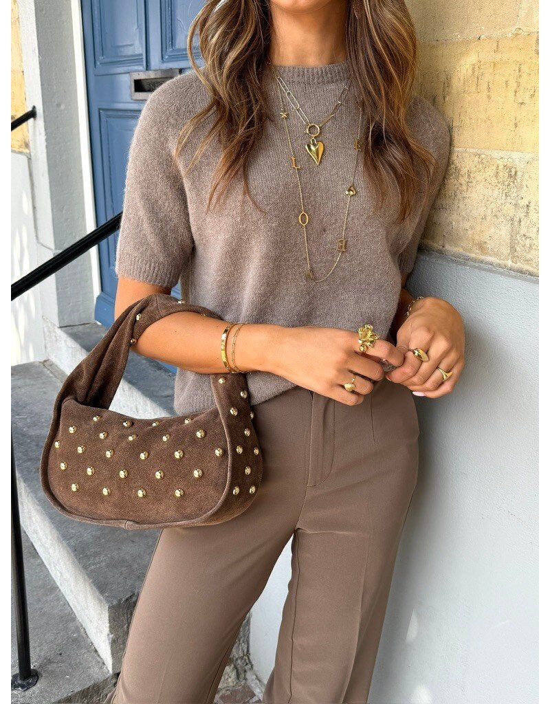 21Jewelz Effen basic truitje met korte mouw - taupe