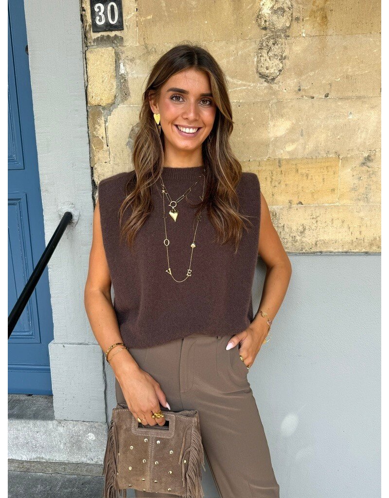 21Jewelz Wollige mouwloze top - choco bruin