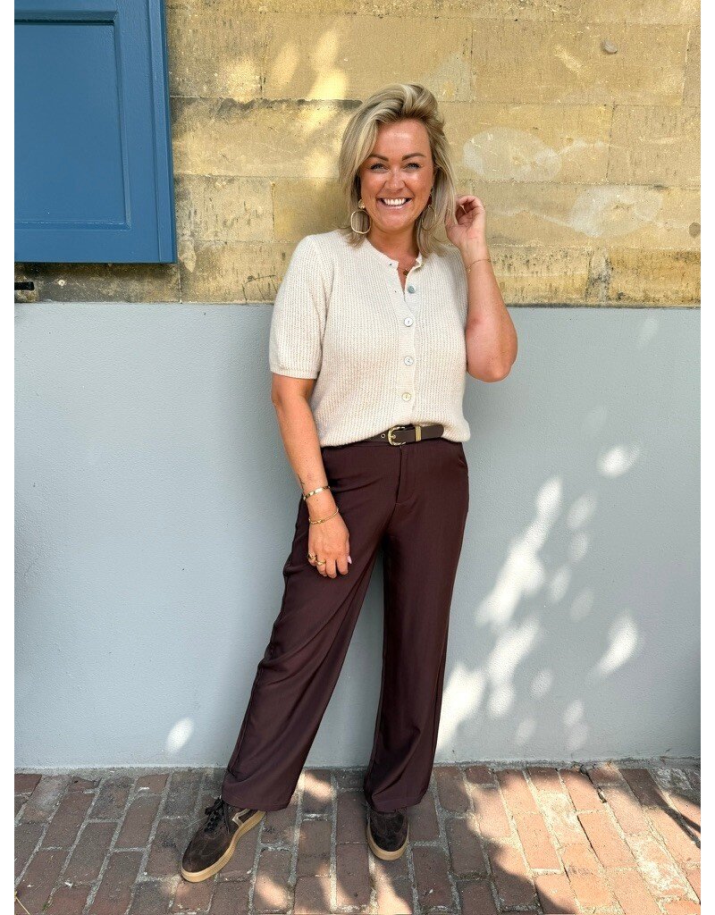 21Jewelz Losvallende pantalon met ceintuur - choco bruin