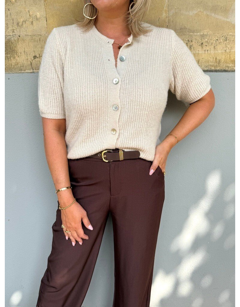 21Jewelz Losvallende pantalon met ceintuur - choco bruin