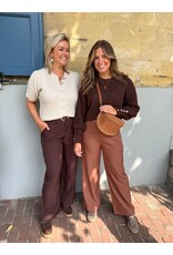 21Jewelz Losvallende pantalon met ceintuur - choco bruin