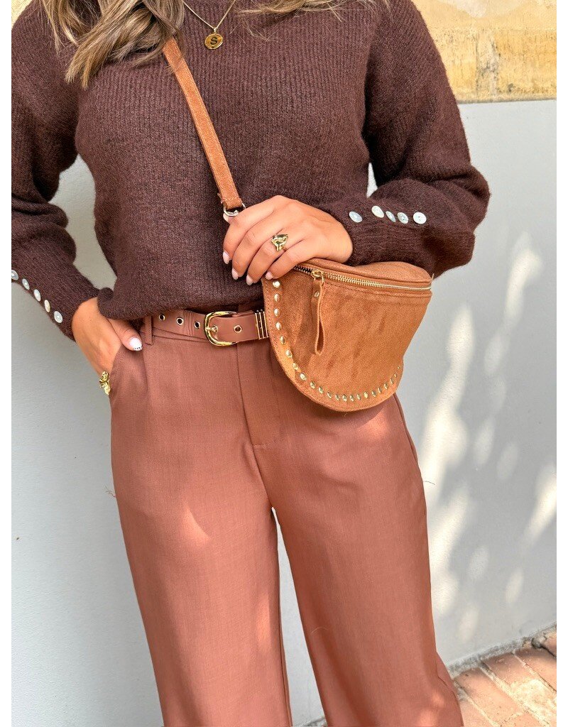 21Jewelz Losvallende pantalon met ceintuur - roest