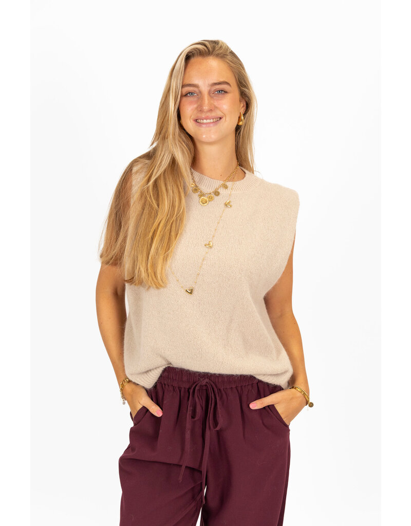 21Jewelz Wollige mouwloze top - beige