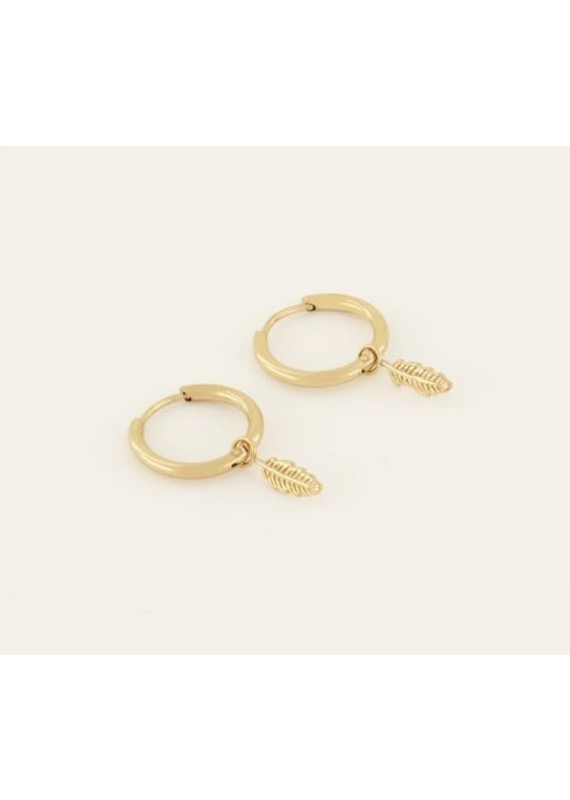 My Jewellery Oorringen met veer hanger - goud