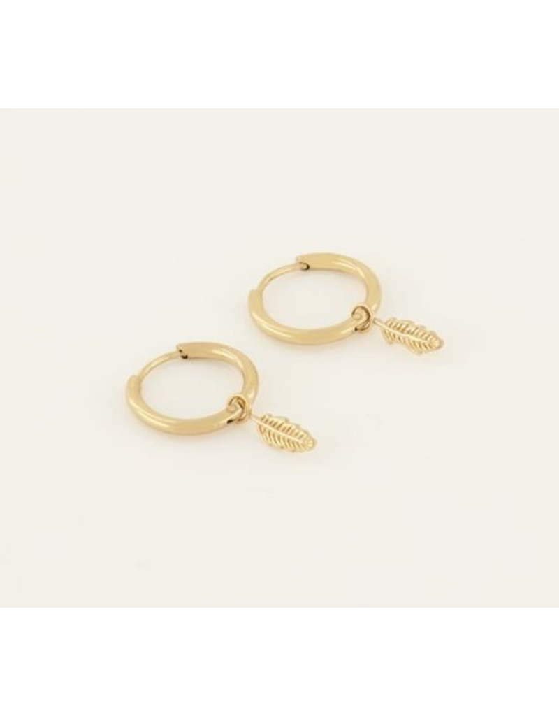 My Jewellery Oorringen met veer hanger - goud