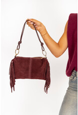 21Jewelz Tas met gouden ringen & franjes -  suede burgundy