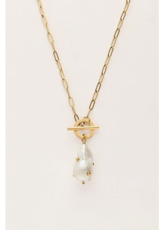 My Jewellery Schakelketting met parel met studs - goud