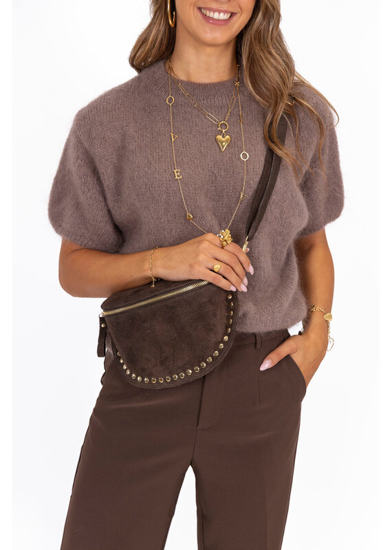 21Jewelz Wollige trui met korte mouwen - taupe