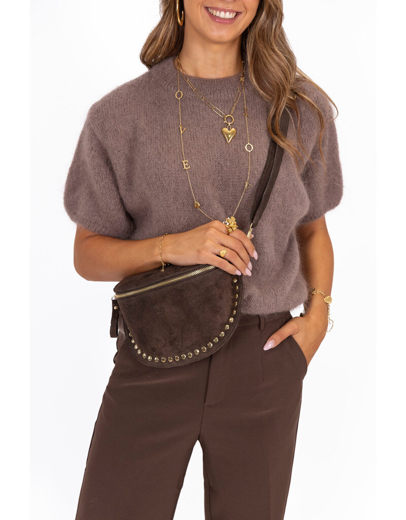 21Jewelz Wollige trui met korte mouwen - taupe