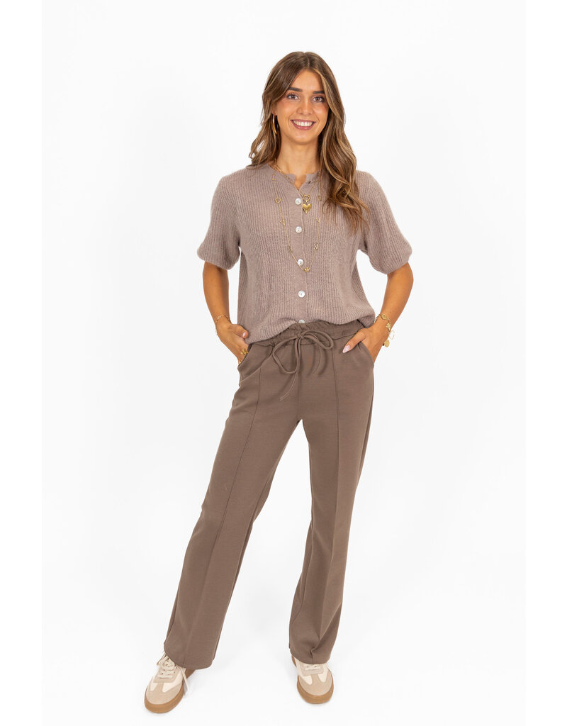 21Jewelz Casual pantalon met strik - donker taupe