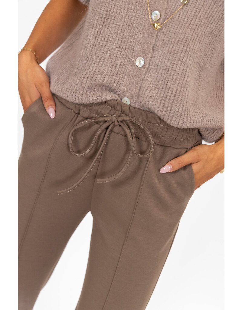 21Jewelz Casual pantalon met strik - donker taupe