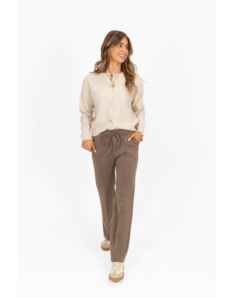 21Jewelz Casual pantalon met strik - donker taupe