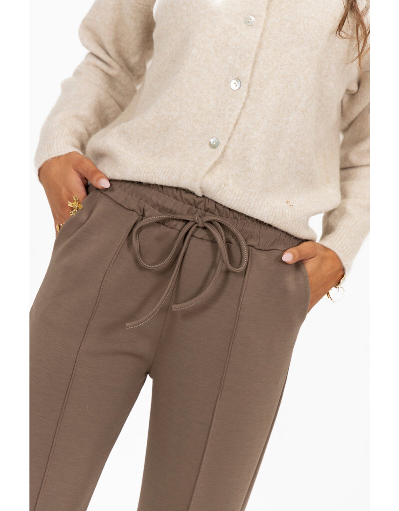 21Jewelz Casual pantalon met strik - donker taupe