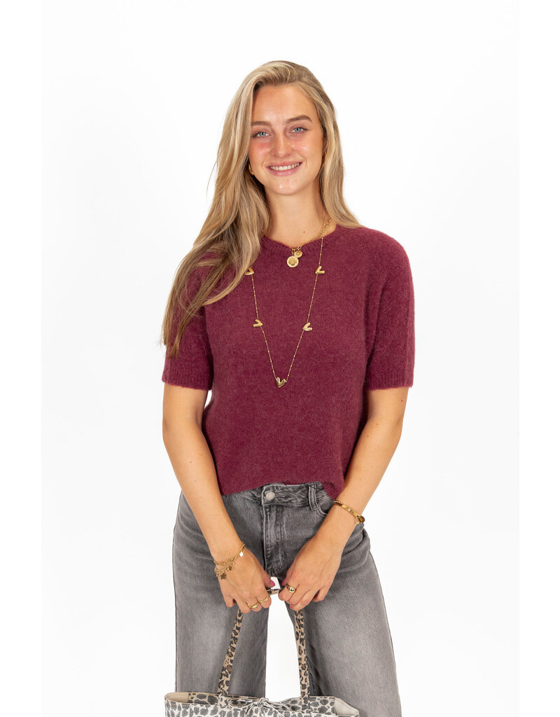 21Jewelz Effen basic truitje met korte mouw - bordeaux