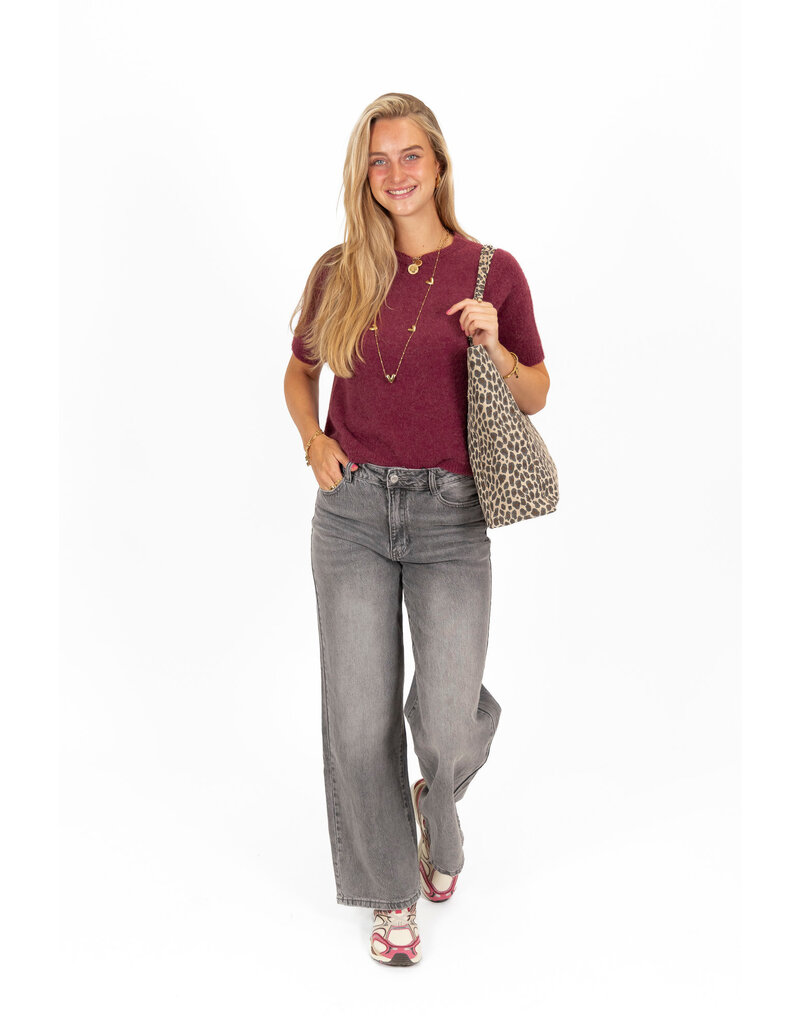 21Jewelz Effen basic truitje met korte mouw - bordeaux