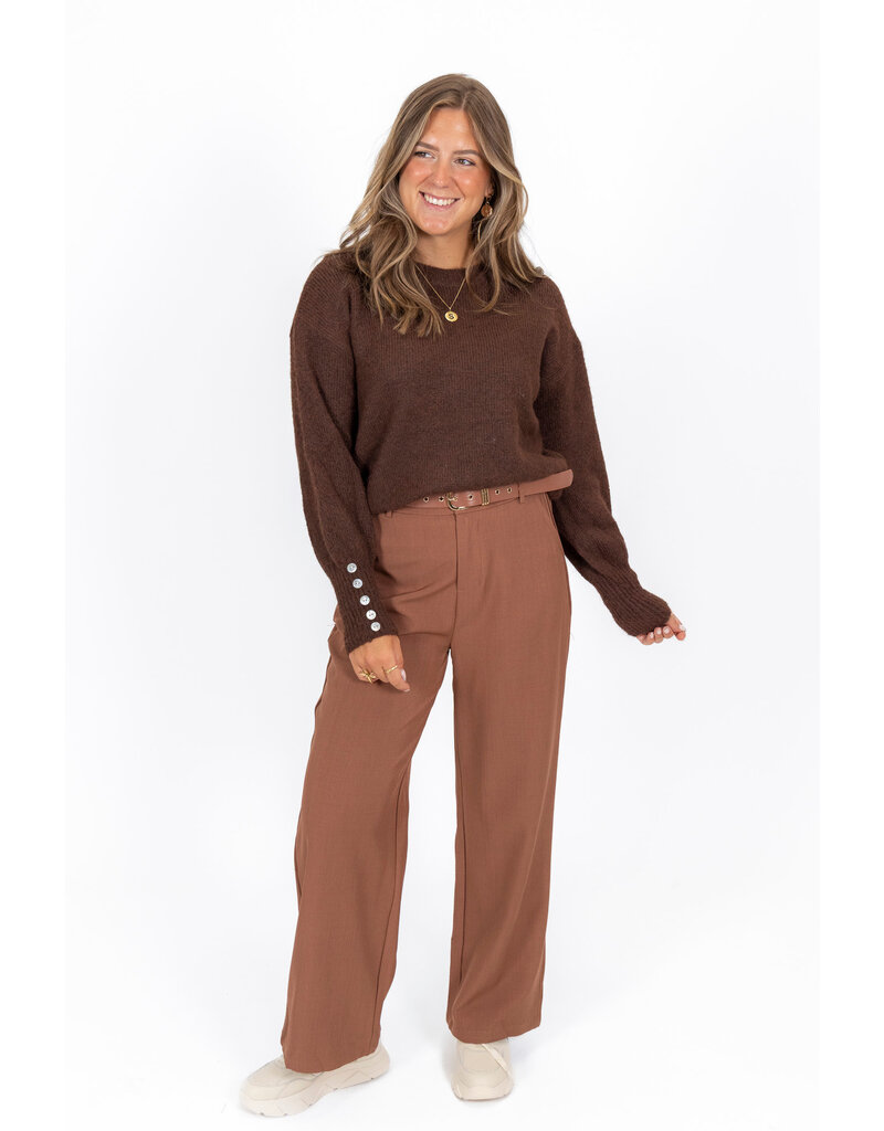 21Jewelz Losvallende pantalon met ceintuur - roest