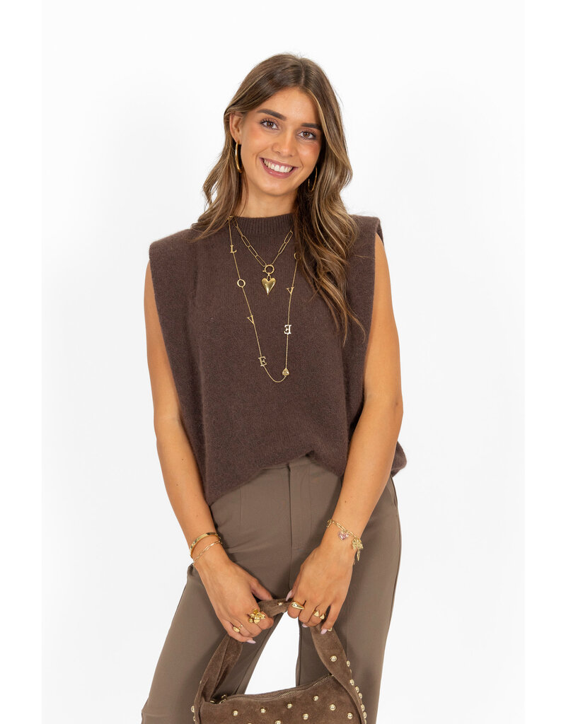 21Jewelz Wollige mouwloze top - choco bruin