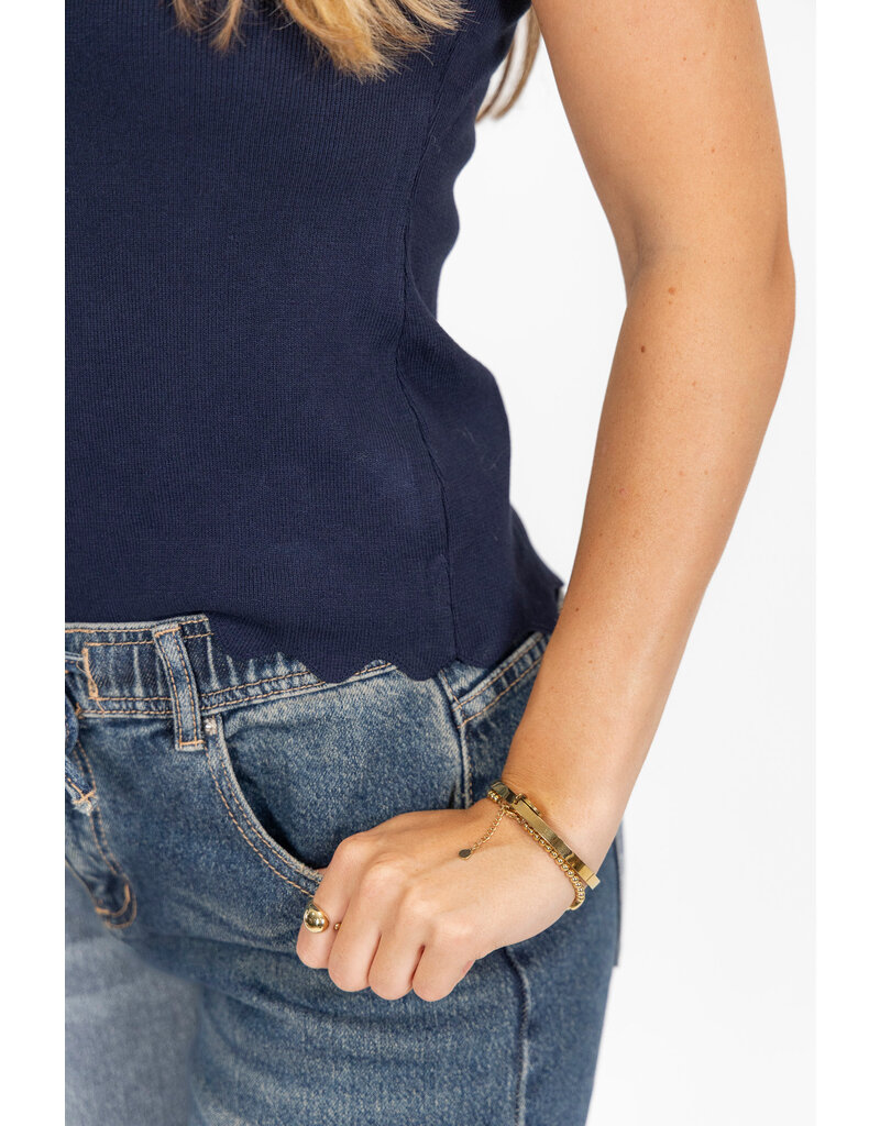21Jewelz Zigzag topje - navy blauw