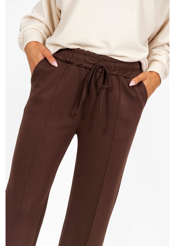 21Jewelz Casual pantalon met strik - choco bruin