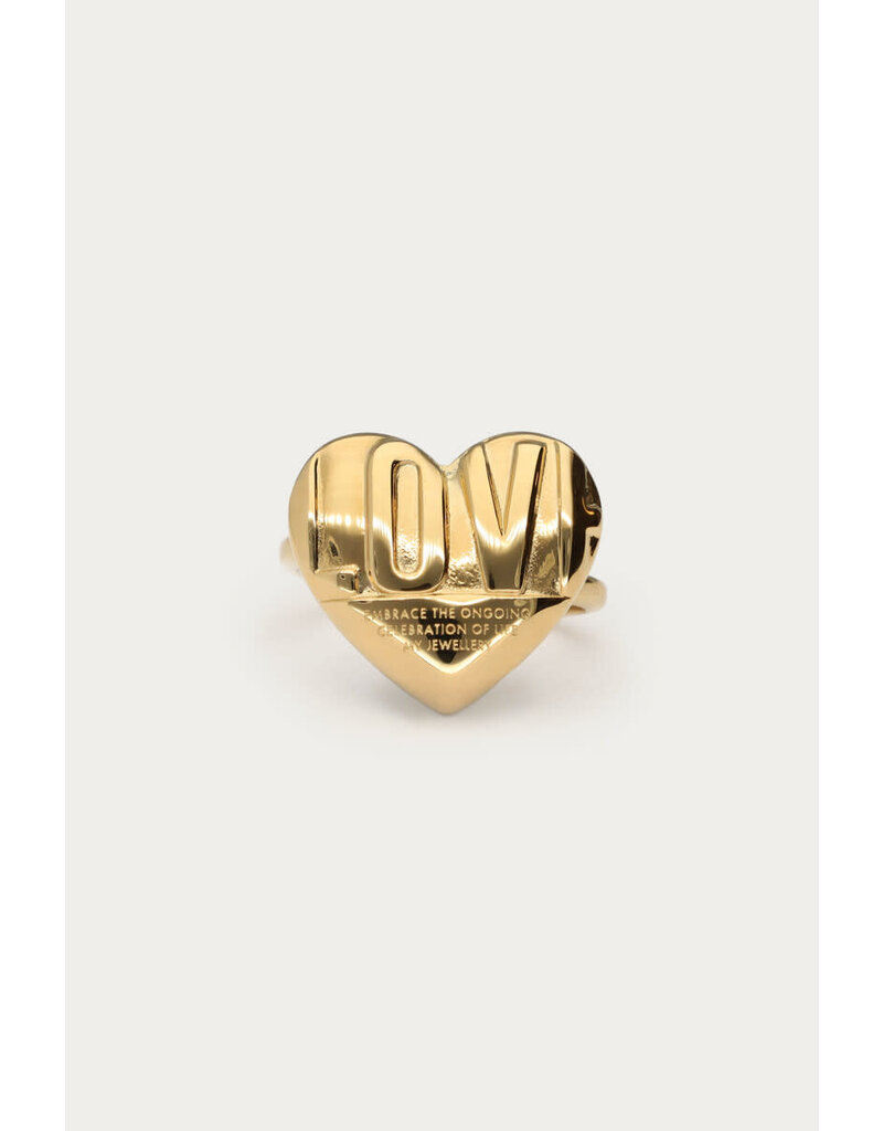 My Jewellery My Jewellery - Bold ring met love hart - goud