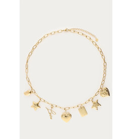 21Jewelz My Jewellery - Bold schakelketting met multi bedels - goud