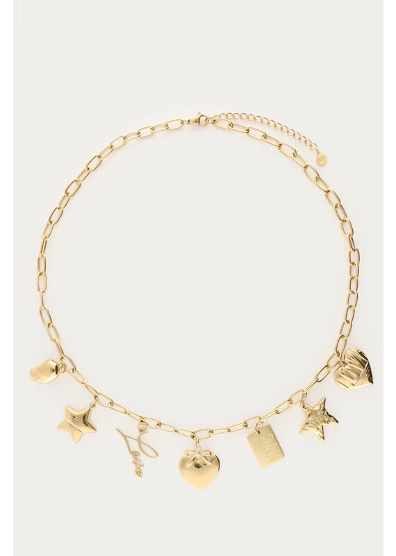 21Jewelz My Jewellery - Bold schakelketting met multi bedels - goud