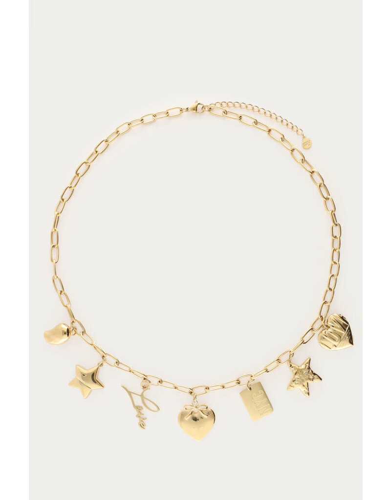 21Jewelz My Jewellery - Bold schakelketting met multi bedels - goud