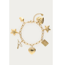 21Jewelz My Jewellery - Bold schakelarmband met multi bedels - goud