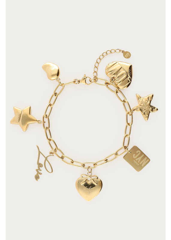 21Jewelz My Jewellery - Bold schakelarmband met multi bedels - goud