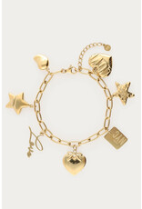 21Jewelz My Jewellery - Bold schakelarmband met multi bedels - goud