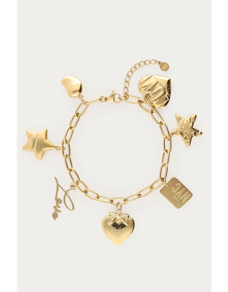 21Jewelz My Jewellery - Bold schakelarmband met multi bedels - goud