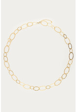 My Jewellery My Jewellery - Bold lange ovale schakelketting "hammered" - goud