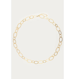 My Jewellery My Jewellery - Bold lange ovale schakelketting "hammered" - goud