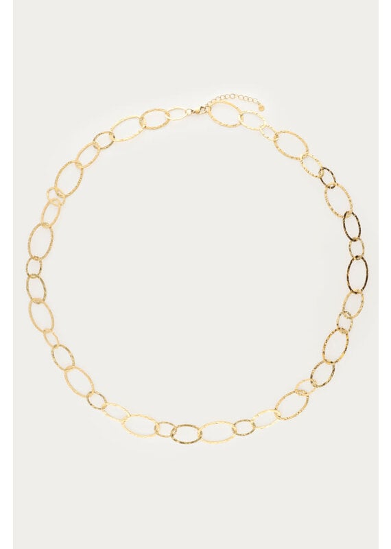 My Jewellery My Jewellery - Bold lange ovale schakelketting "hammered" - goud