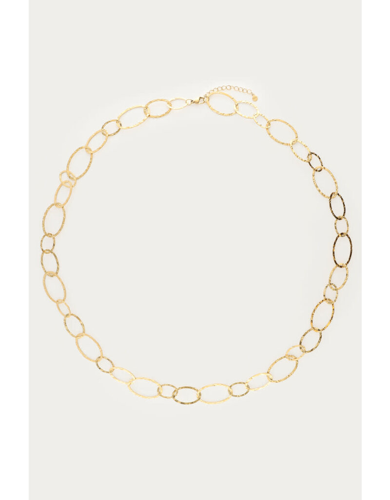 My Jewellery My Jewellery - Bold lange ovale schakelketting "hammered" - goud