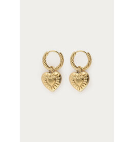 My Jewellery My Jewellery - Mystic oorringen met gestreept hart - goud