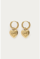 My Jewellery My Jewellery - Mystic oorringen met gestreept hart - goud