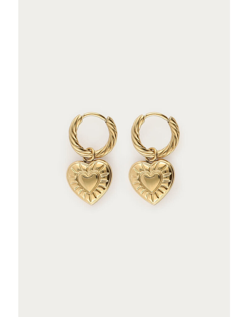 My Jewellery My Jewellery - Mystic oorringen met gestreept hart - goud