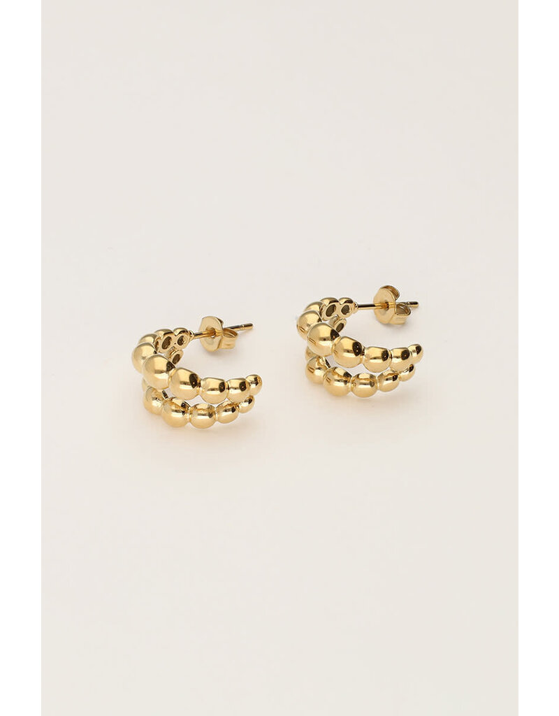 My Jewellery My Jewellery - Bold dubbele oorringen met dots - goud