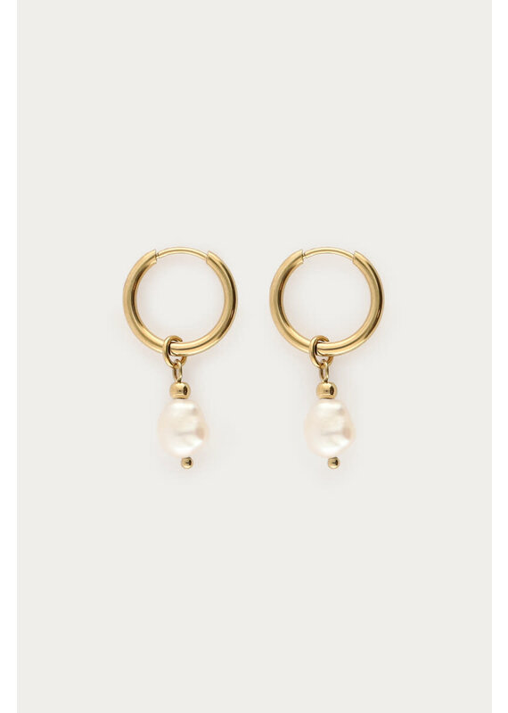 My Jewellery My Jewellery - Mystic oorringen met zoetwaterparel - goud