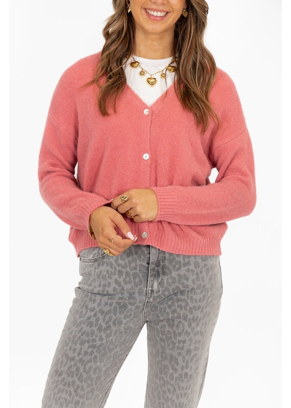 21Jewelz Gebreid v-hals vestje - roze